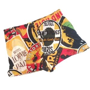 Vintage 90's 100% Silk Tourist Style Print Shorts